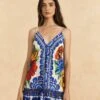 Farm Rio Off-White Flower Tapestry Organic Cotton Mini Dress