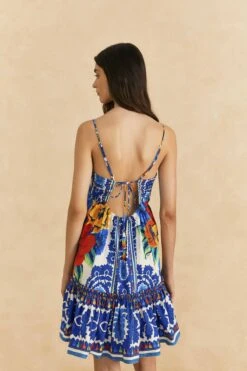 Farm Rio Off-White Flower Tapestry Organic Cotton Mini Dress -Colorful Wear Store 309199 04