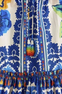 Farm Rio Off-White Flower Tapestry Organic Cotton Mini Dress -Colorful Wear Store 309199 05