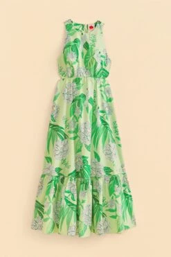 Farm Rio Green Dewdrop Floral Midi Dress -Colorful Wear Store 309210 05