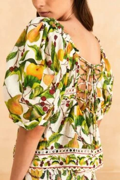 Farm Rio Off-White Fruit Orchard Blouse 8 Farm Rio Off-White Fruit Orchard Blouse -Colorful Wear Store 309214 03