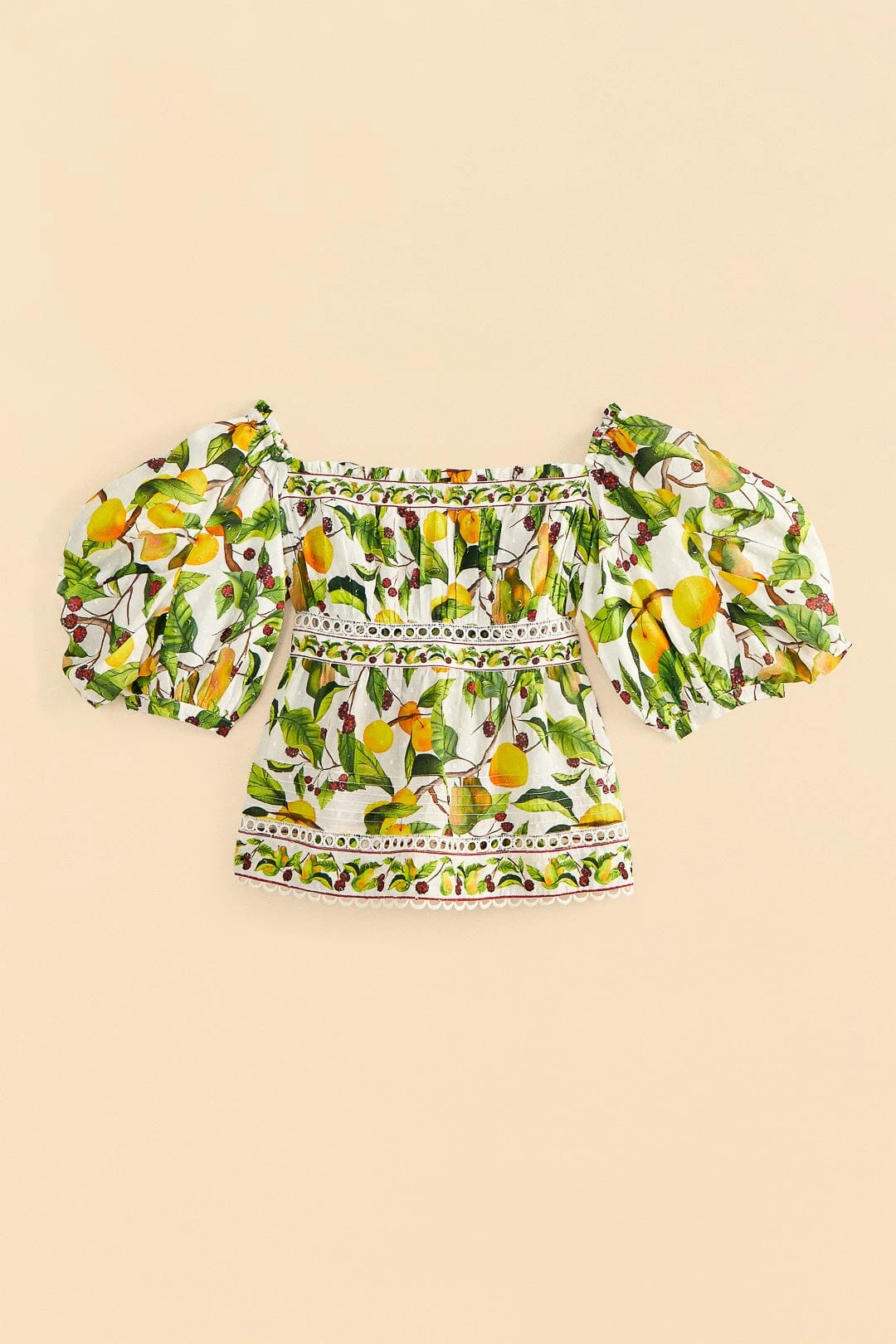 Farm Rio Off-White Fruit Orchard Blouse 6 Farm Rio Off-White Fruit Orchard Blouse - Image 6