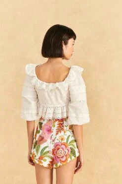 Farm Rio Off-White Macaw Bloom Shorts -Colorful Wear Store 309223 04