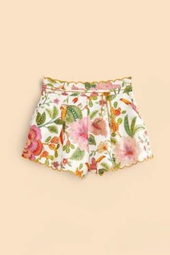 Farm Rio Off-White Macaw Bloom Shorts -Colorful Wear Store 309223 06