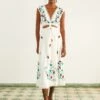 Farm Rio Cross Stitch Toucan Embroidered Midi Dress