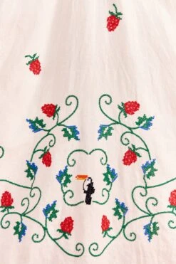 Farm Rio Cross Stitch Toucan Embroidered Midi Dress -Colorful Wear Store 309233 04