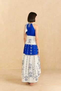 Farm Rio Navy Blue Embroidered Jungle Scarf Maxi Dress -Colorful Wear Store 309237 03