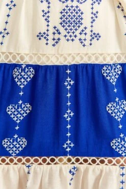 Farm Rio Navy Blue Embroidered Jungle Scarf Maxi Dress -Colorful Wear Store 309237 04