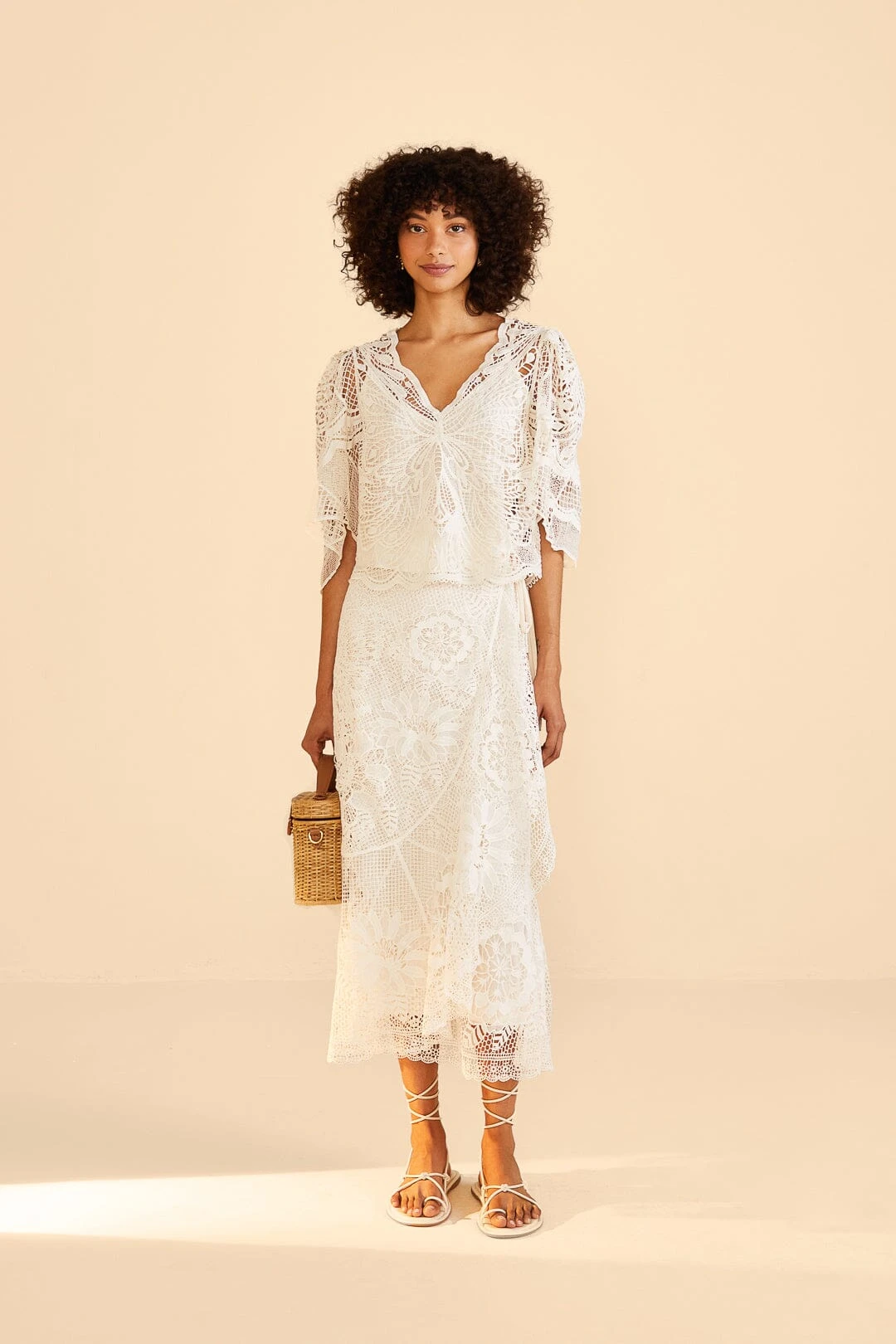 Farm Rio Off-White Butterfly Guipure Blouse 2 Farm Rio Off-White Butterfly Guipure Blouse - Image 2