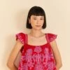 Farm Rio Red Palm Tree Richelieu Blouse
