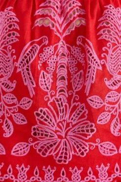 Farm Rio Red Palm Tree Richelieu Blouse -Colorful Wear Store 309247 05