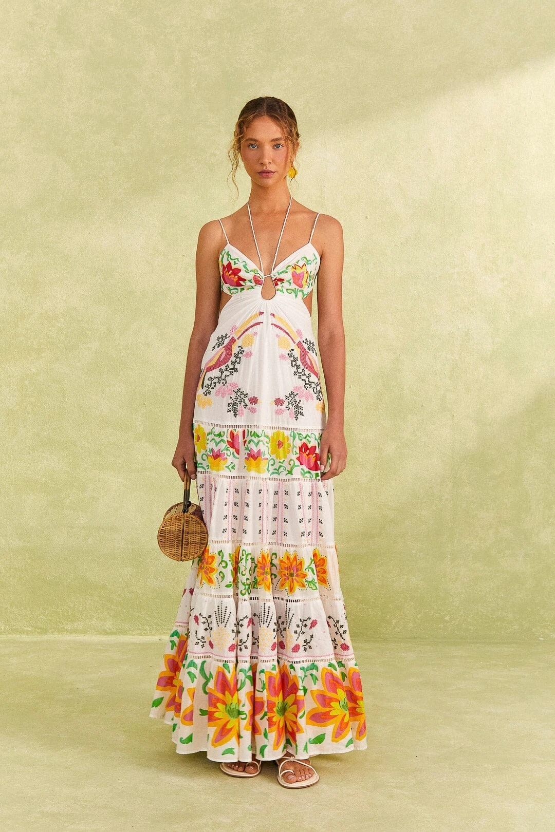 Farm Rio Red Mixed Neon Floral Maxi Dress 2 Farm Rio Red Mixed Neon Floral Maxi Dress - Image 2