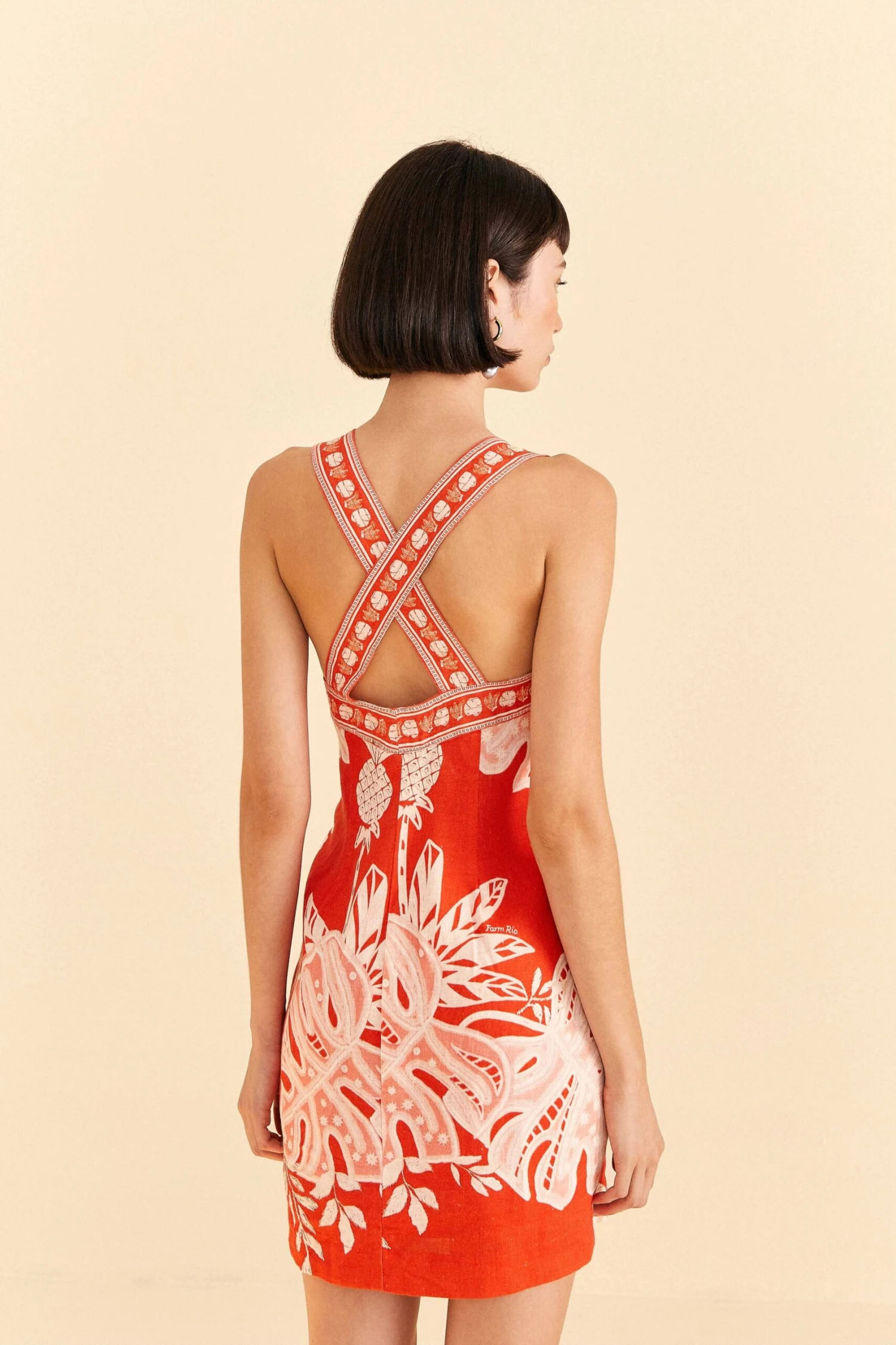 Farm Rio Red Lace Monsteras Mini Dress 4 Farm Rio Red Lace Monsteras Mini Dress - Image 4