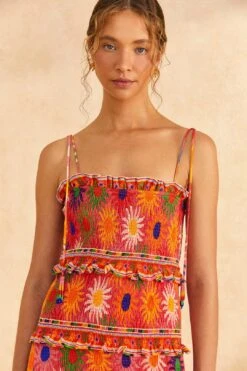 Farm Rio Coral Summer Sun Mini Dress -Colorful Wear Store 309264 03