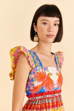 Farm Rio Off-White Vivid Garden Organic Cotton Mini Dress -Colorful Wear Store 309267 03