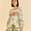Farm Rio Off-White Tropical Romance Scarf Mini Dress