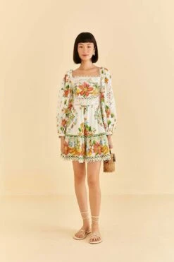 Farm Rio Off-White Tropical Romance Scarf Mini Dress 7 Farm Rio Off-White Tropical Romance Scarf Mini Dress -Colorful Wear Store 309269 02