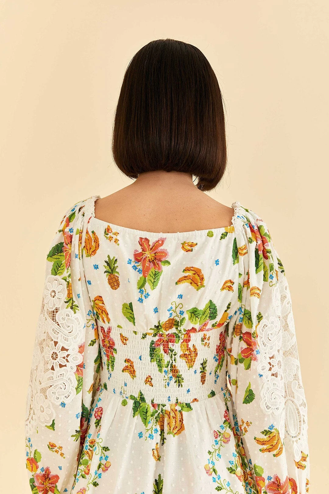 Farm Rio Off-White Tropical Romance Scarf Mini Dress 5 Farm Rio Off-White Tropical Romance Scarf Mini Dress - Image 5