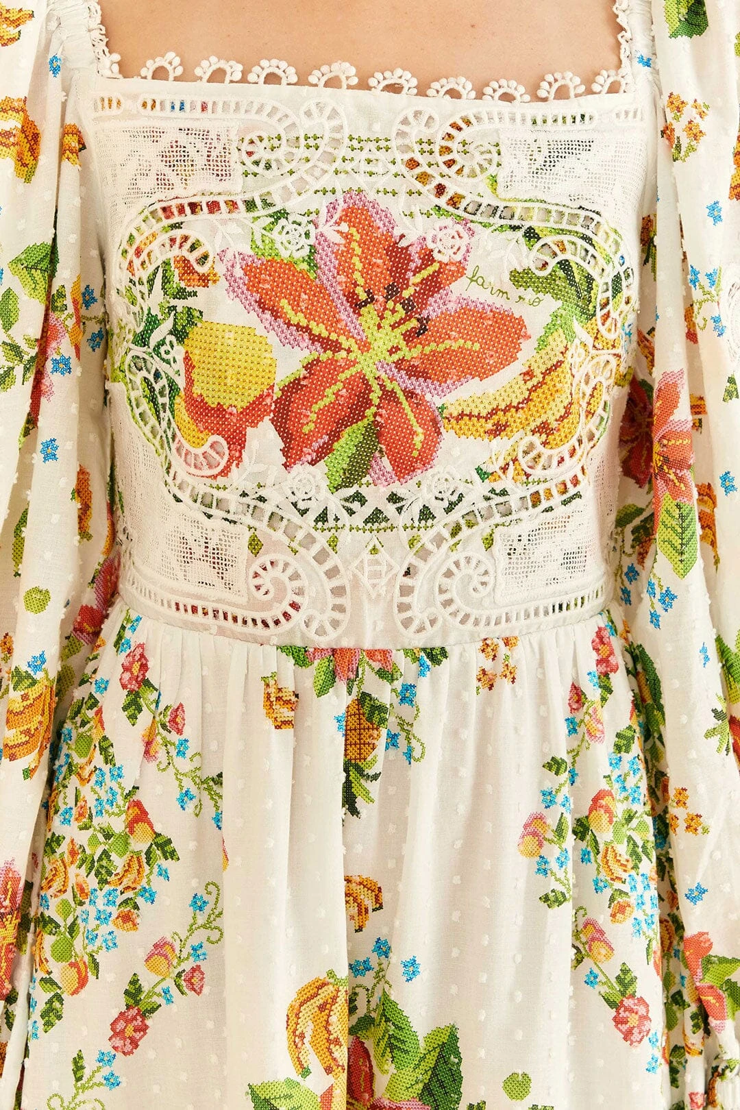 Farm Rio Off-White Tropical Romance Scarf Mini Dress 6 Farm Rio Off-White Tropical Romance Scarf Mini Dress - Image 6