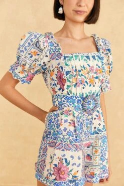 Farm Rio Off-White Romantic Bandanas Organic Cotton Romper 7 Farm Rio Off-White Romantic Bandanas Organic Cotton Romper -Colorful Wear Store 309280 03