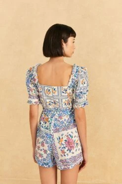 Farm Rio Off-White Romantic Bandanas Organic Cotton Romper 8 Farm Rio Off-White Romantic Bandanas Organic Cotton Romper -Colorful Wear Store 309280 04