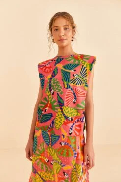 Farm Rio Coral Graphic Macaws Organic Cotton T-Shirt