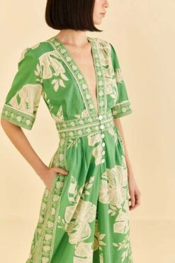 Farm Rio Green Lace Monsteras Jumpsuit -Colorful Wear Store 309284 03