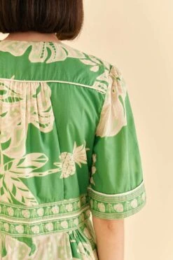 Farm Rio Green Lace Monsteras Jumpsuit -Colorful Wear Store 309284 05