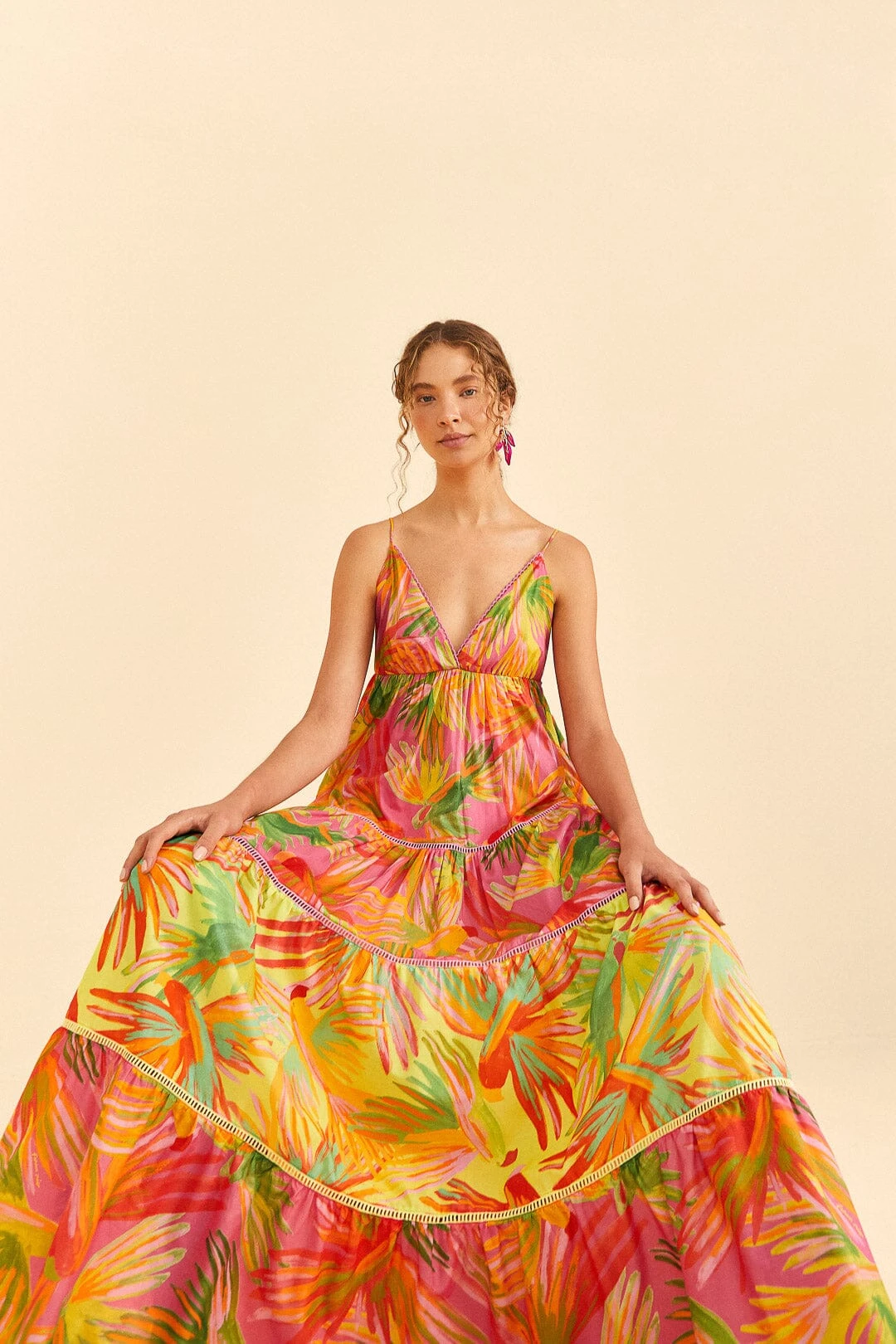 Farm Rio Mixed Painted Birds Maxi Dress 1 Farm Rio Mixed Painted Birds Maxi Dress