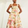 Farm Rio Off-White Macaw Bloom Midi Dress