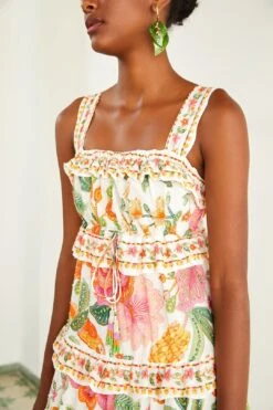 Farm Rio Off-White Macaw Bloom Midi Dress -Colorful Wear Store 309302 03