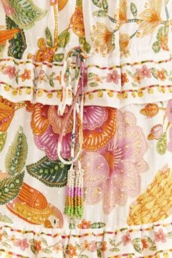 Farm Rio Off-White Macaw Bloom Midi Dress -Colorful Wear Store 309302 05