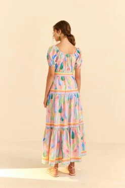 Farm Rio Pink Pastel Leaves Maxi Dress -Colorful Wear Store 309308 04