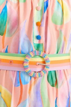 Farm Rio Pink Pastel Leaves Maxi Dress -Colorful Wear Store 309308 05