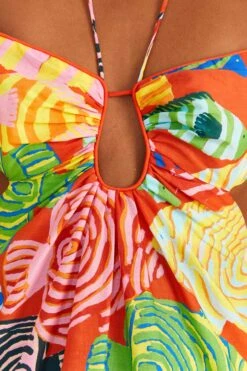 Farm Rio Red Striped Fishes Mini Dress -Colorful Wear Store 309320 04