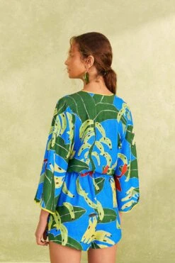 Farm Rio Blue Banana Leaves Romper -Colorful Wear Store 309327 03