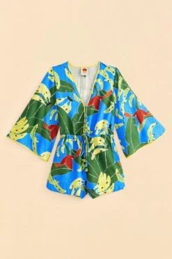 Farm Rio Blue Banana Leaves Romper -Colorful Wear Store 309327 06