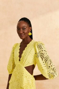 Farm Rio Light Yellow Richelieu Midi Dress 8 Farm Rio Light Yellow Richelieu Midi Dress -Colorful Wear Store 309337 03