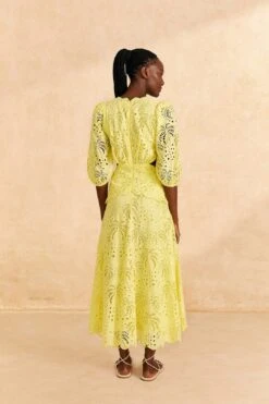 Farm Rio Light Yellow Richelieu Midi Dress 9 Farm Rio Light Yellow Richelieu Midi Dress -Colorful Wear Store 309337 04