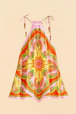 Farm Rio Beach Toucans Scarf Lenzing™ Ecovero™ Viscose Mini Dress -Colorful Wear Store 309339 06