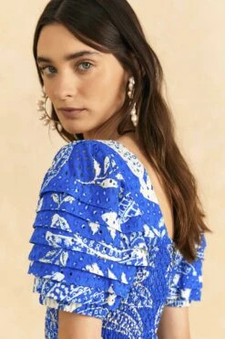 Farm Rio Blue Lace Banana Mini Dress -Colorful Wear Store 309344 03