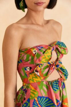 Farm Rio Coral Graphic Macaws Organic Cotton Mini Dress 8 Farm Rio Coral Graphic Macaws Organic Cotton Mini Dress -Colorful Wear Store 309347 03