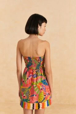 Farm Rio Coral Graphic Macaws Organic Cotton Mini Dress 9 Farm Rio Coral Graphic Macaws Organic Cotton Mini Dress -Colorful Wear Store 309347 04