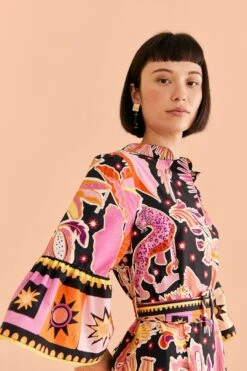 Farm Rio Black Enchanted Nature Mini Dress 8 Farm Rio Black Enchanted Nature Mini Dress -Colorful Wear Store 309357 03