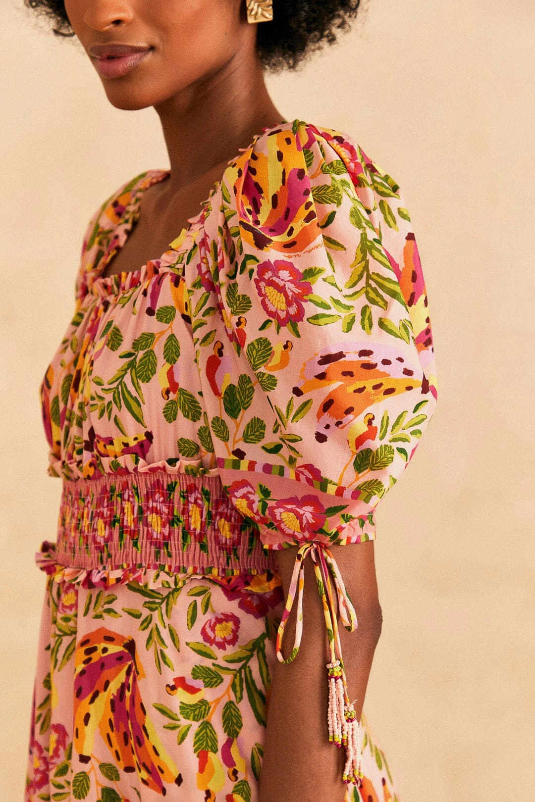 Farm Rio Pink Painted Bananas Midi Dress 3 Farm Rio Pink Painted Bananas Midi Dress - Image 3