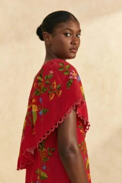 Farm Rio Red Tropical Romance Mini Dress -Colorful Wear Store 309368 03