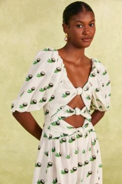 Farm Rio Cross Stitch Coconut Embroidered Midi Dress 8 Farm Rio Cross Stitch Coconut Embroidered Midi Dress -Colorful Wear Store 309371 03