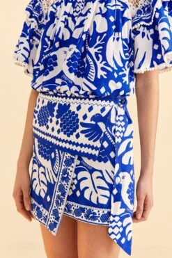 Farm Rio Navy Blue Jungle Scarf Mini Skirt -Colorful Wear Store 309382 03