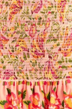 Farm Rio Pink Painted Bananas Smocked Mini Skirt -Colorful Wear Store 309383 05