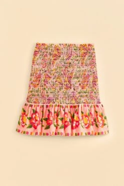 Farm Rio Pink Painted Bananas Smocked Mini Skirt -Colorful Wear Store 309383 06